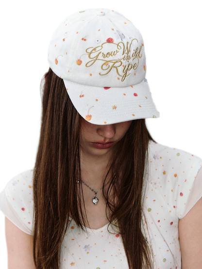 Fruit Print Embroidered Cap