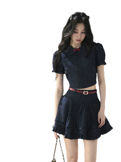 Seaside Pintuck Denim Set