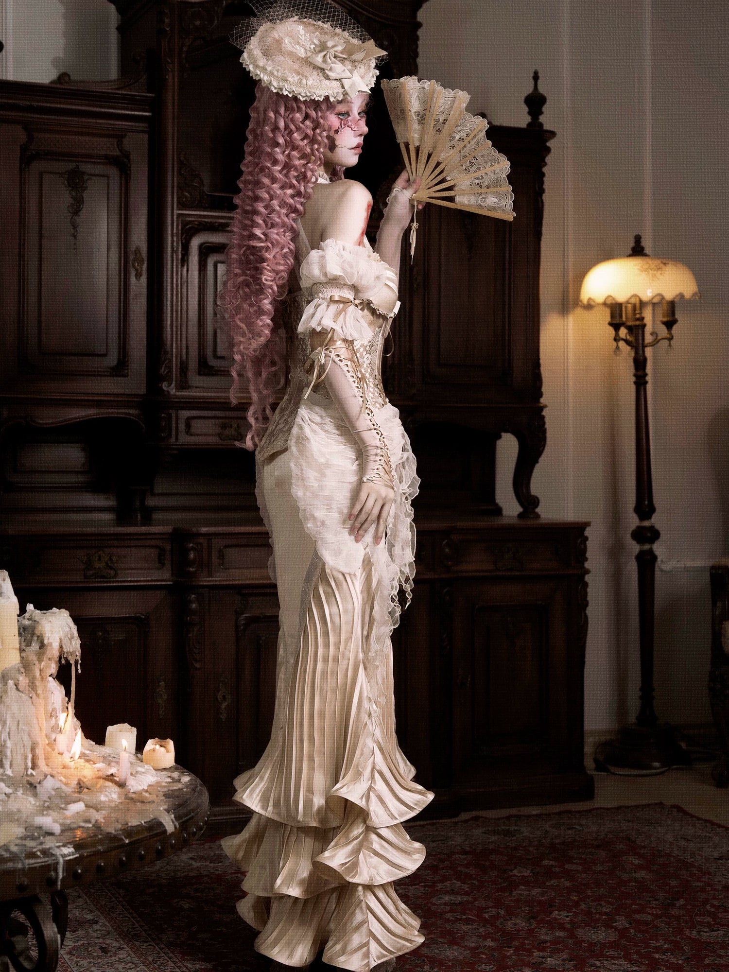 Satin Pleated Fishtail Skirt