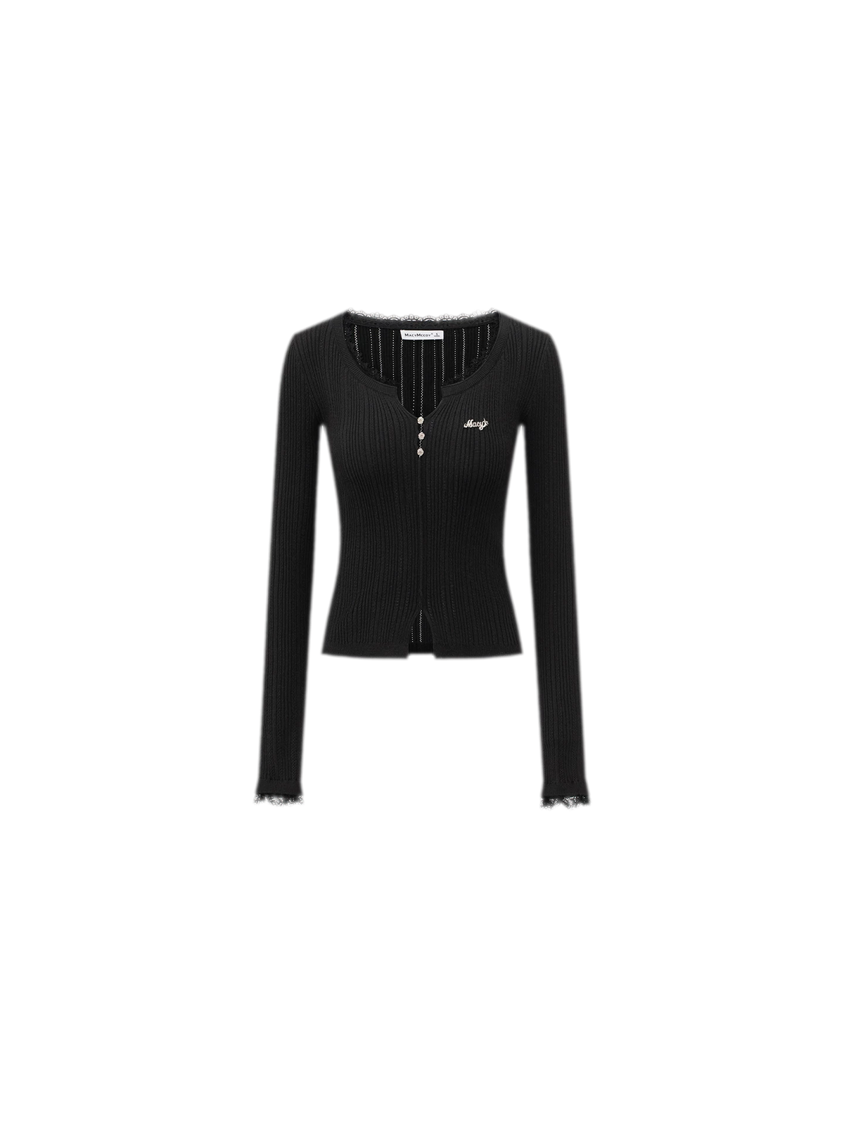 Lace Trim Ribbed Knit Top