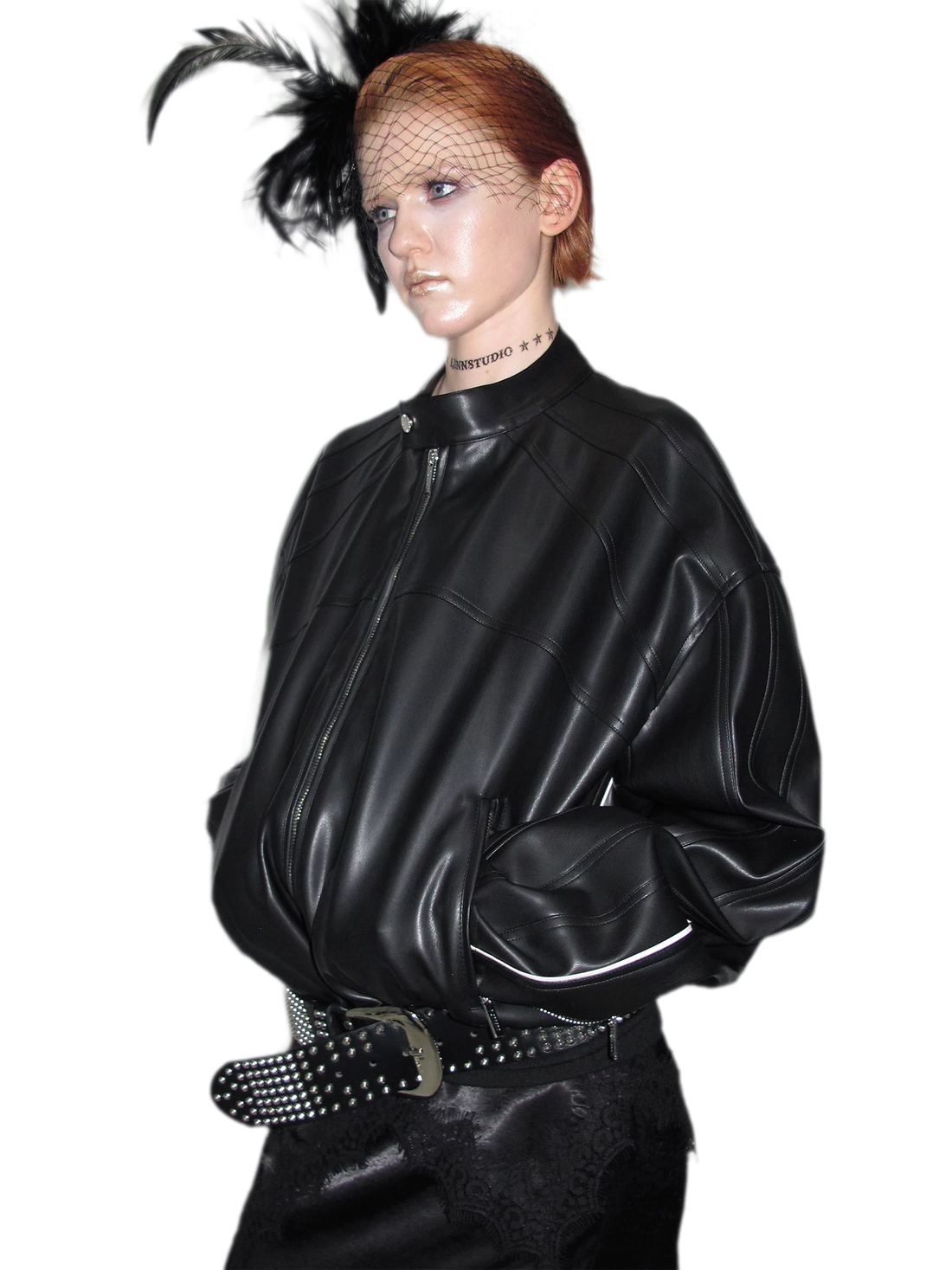 Contrast Trim Cropped PU Jacket