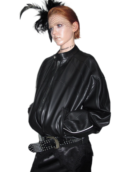 Contrast Trim Cropped PU Jacket
