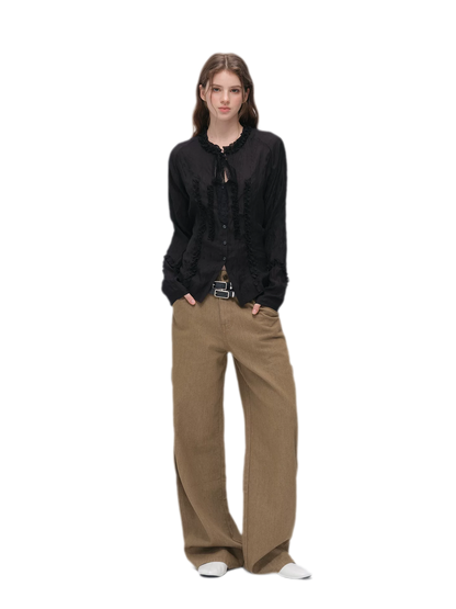 Textured Lace Waist-Shaped Shirt