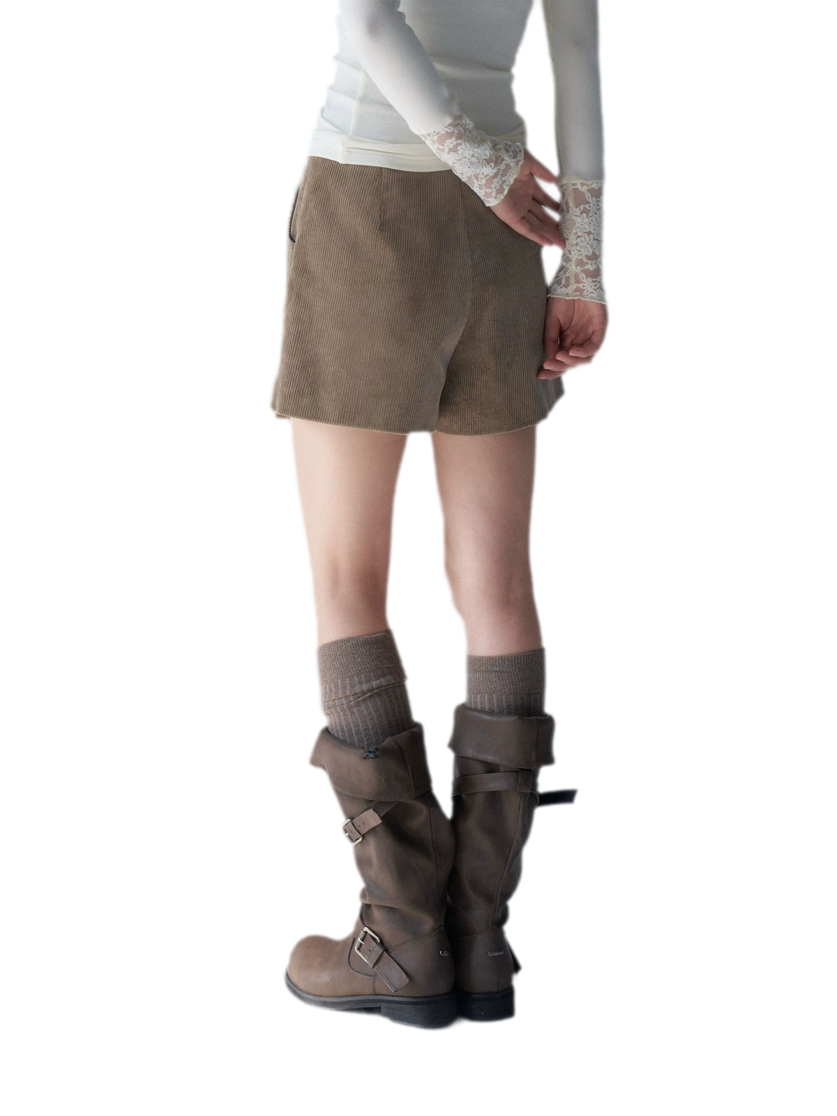 Corduroy High-Waist Mini Skort