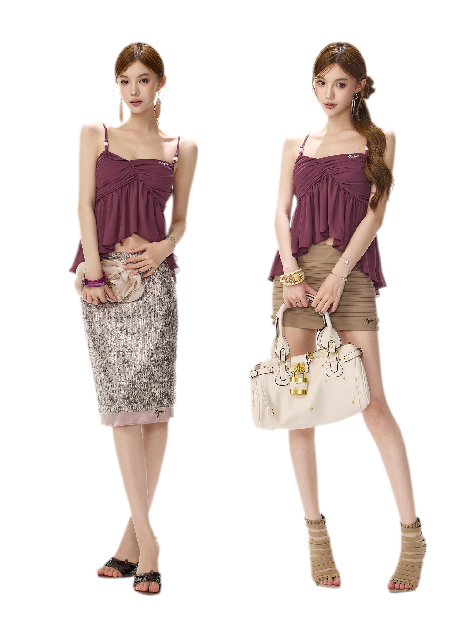 Beaded Ruffle Cami Top