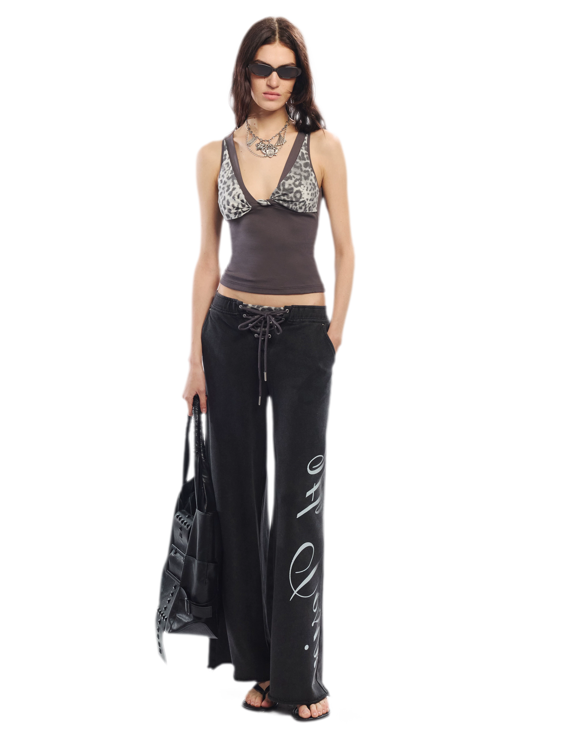 Leopard Print Rhinestone V-neck Camisole