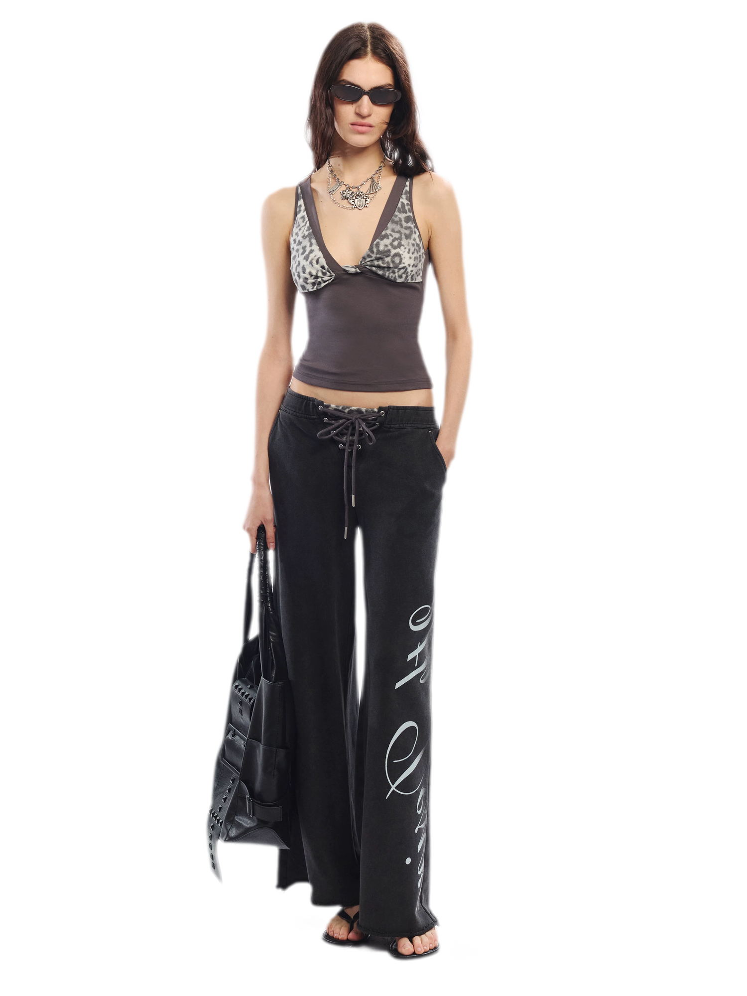 Leopard Print Rhinestone V-neck Camisole