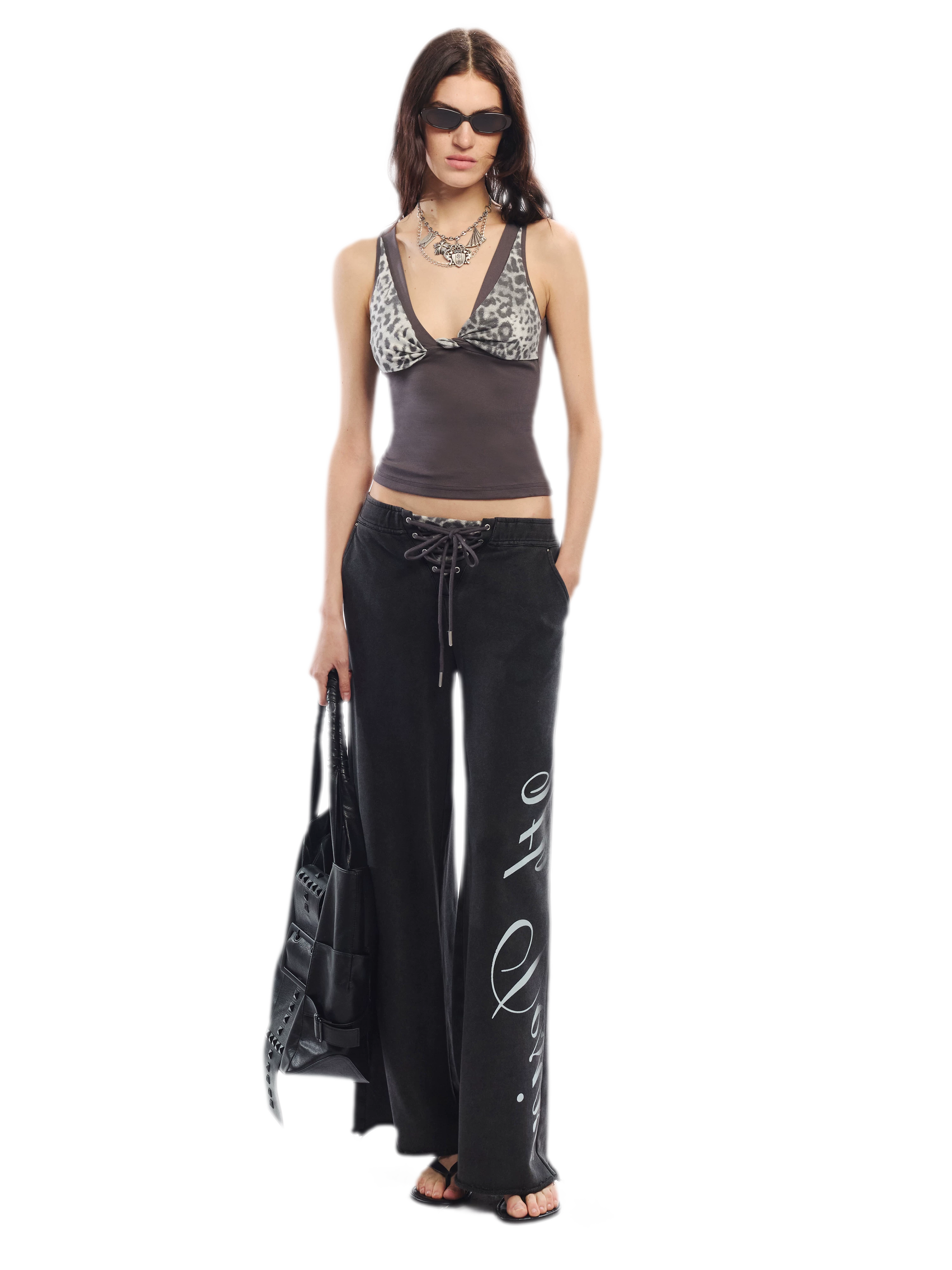 Leopard Print Rhinestone V-neck Camisole