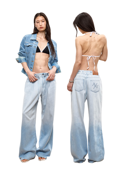 Summer Vacation Breathable Straight-Leg Wide Jeans