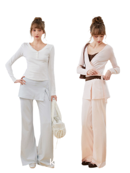 Organic Cotton Faux-Layer Flare Sweatpants