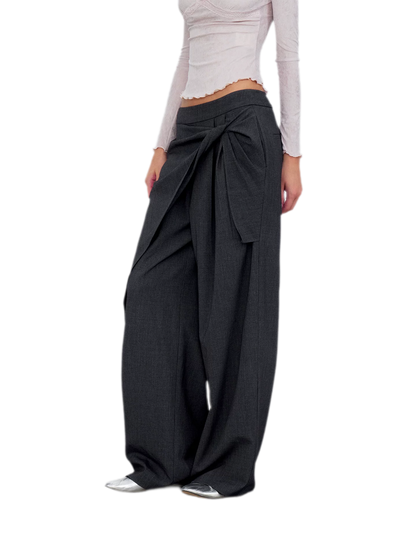 Twisted Overlay Wide-Leg Trousers