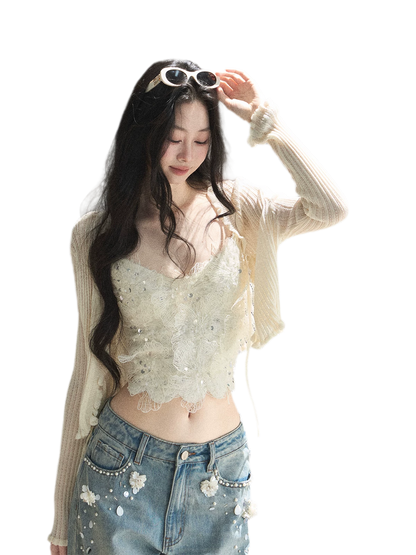 Lace Camisole Knit Set