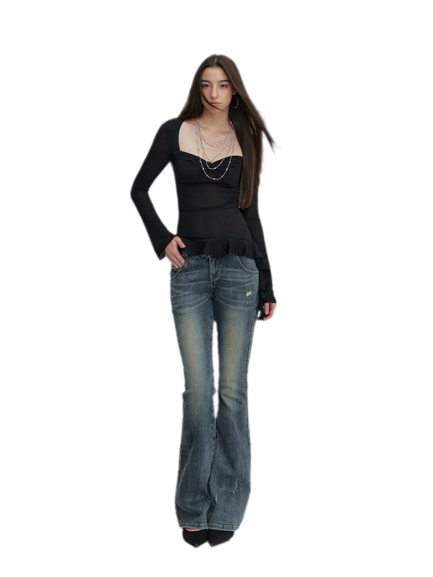 Twist Peplum Long Sleeve Top