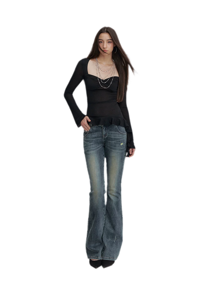 Twist Peplum Long Sleeve Top