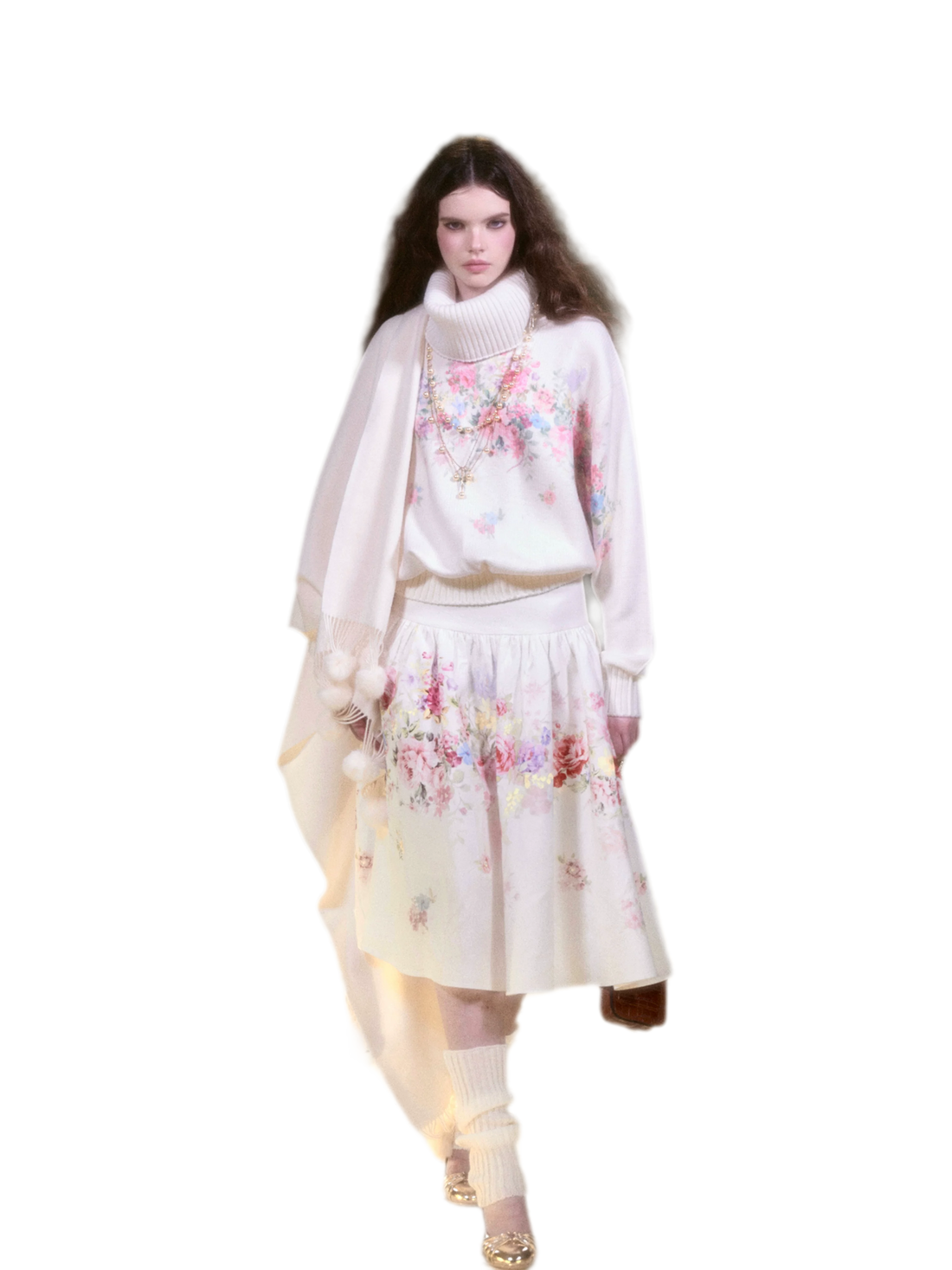 Floral Print Sweater Skirt Set