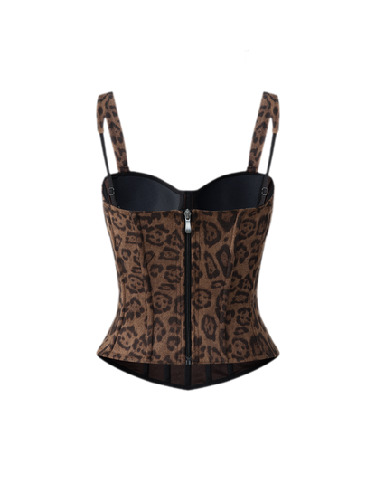 Leopard Boned Bustier Top