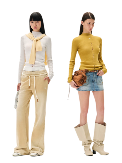 Openwork Rib-Knit Fitted Top