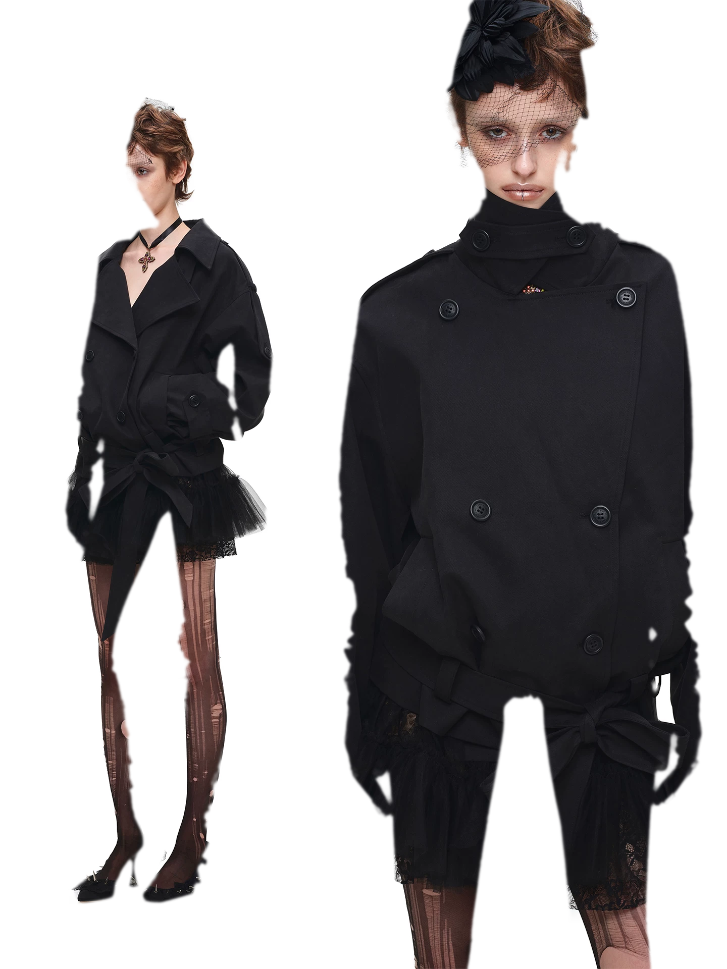 Double-Breasted Belted Trench Coat