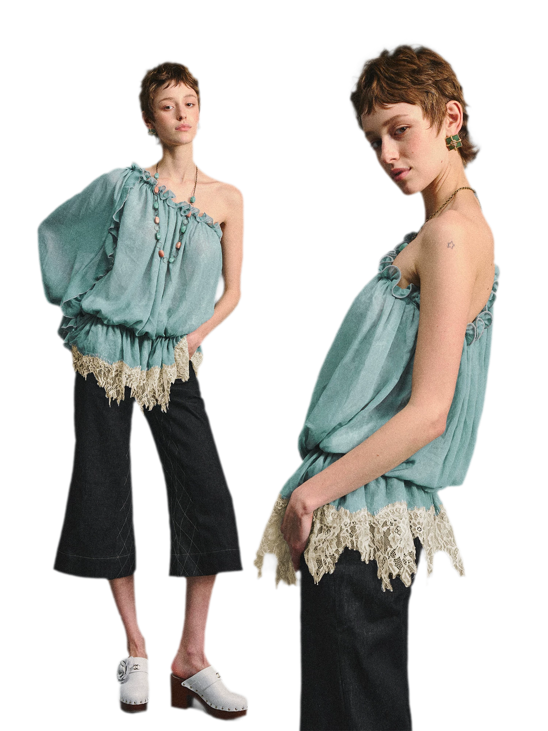 One-Shoulder Chiffon Blouse