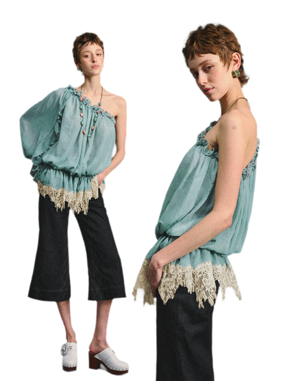 One-Shoulder Chiffon Blouse