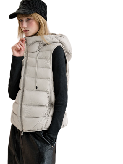 Cropped Hooded Duck-Down Vest