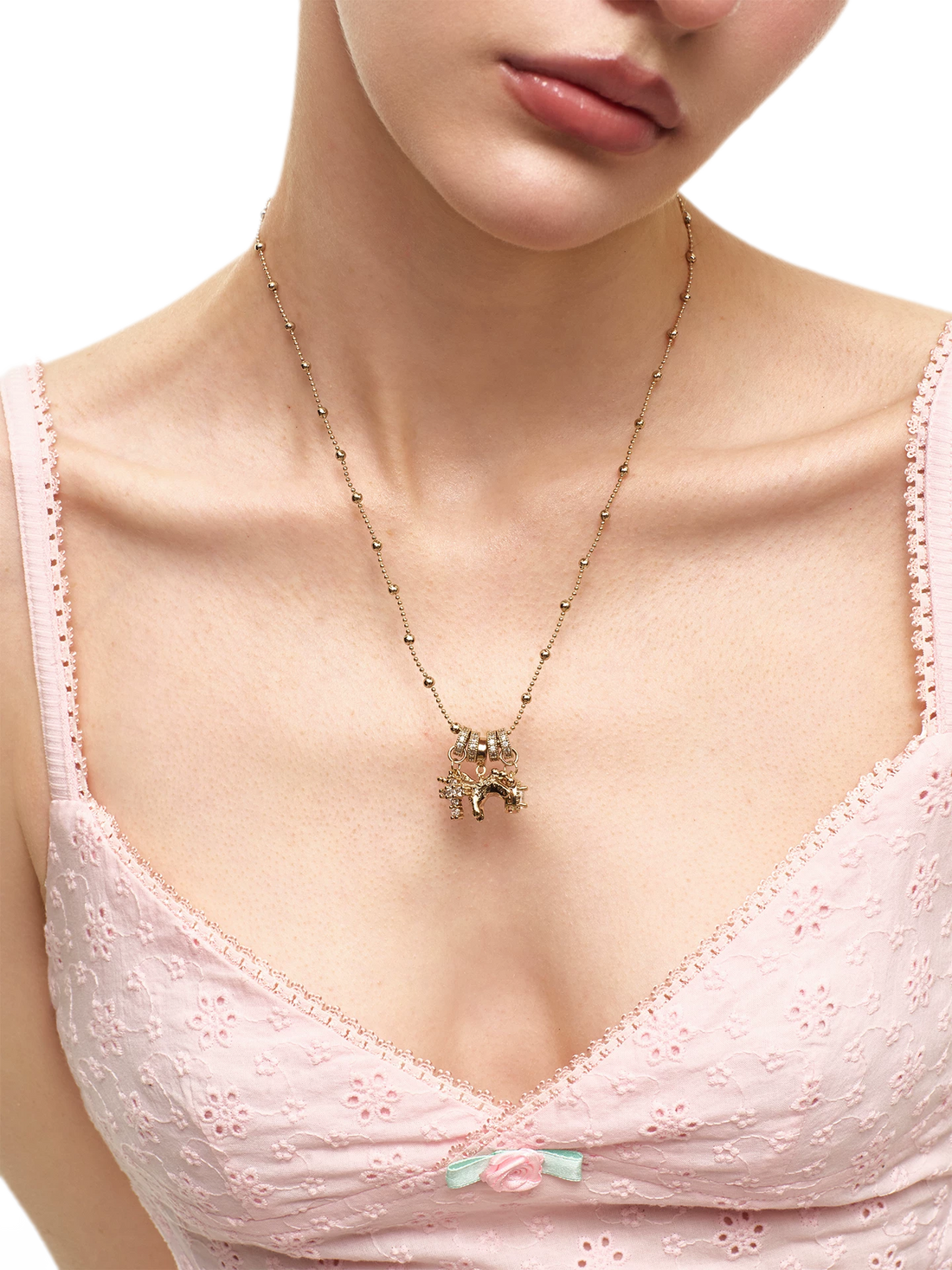 Coffee Gold Beaded Cross Pendant