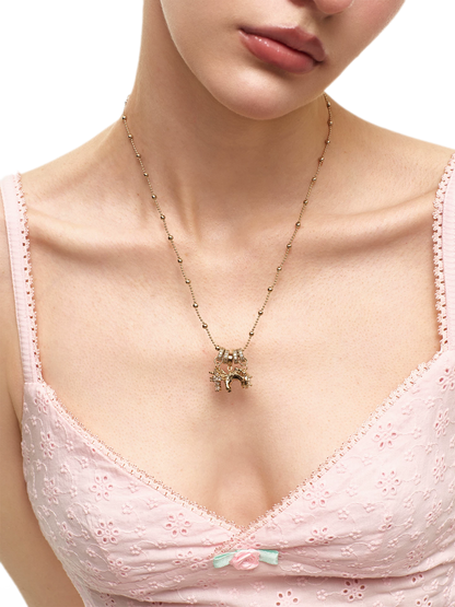 Coffee Gold Beaded Cross Pendant