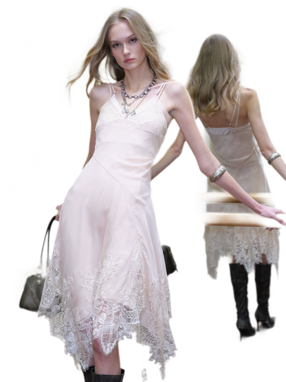 Lace Hem Layered V-Neck Camisole Dress