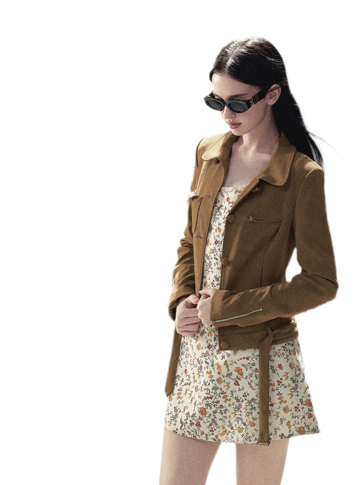 Soft Suede Cropped Utility Jacket