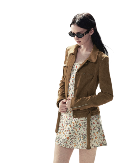 Soft Suede Cropped Utility Jacket
