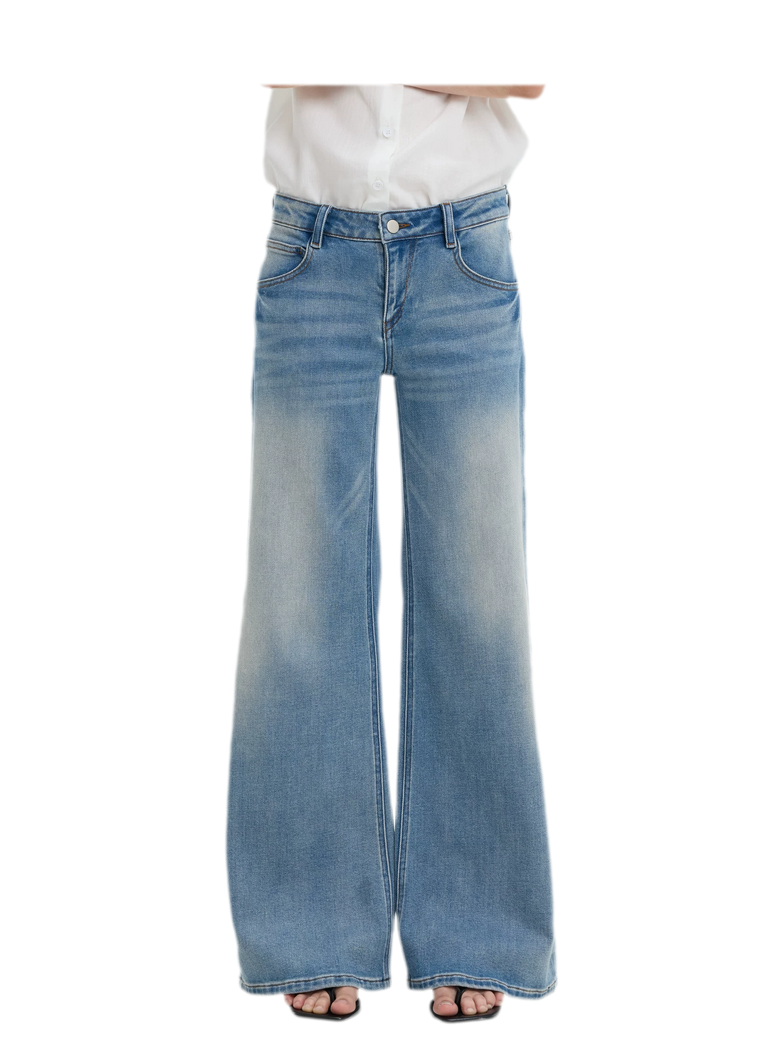 Washed Low-Rise Wide-Leg Jeans