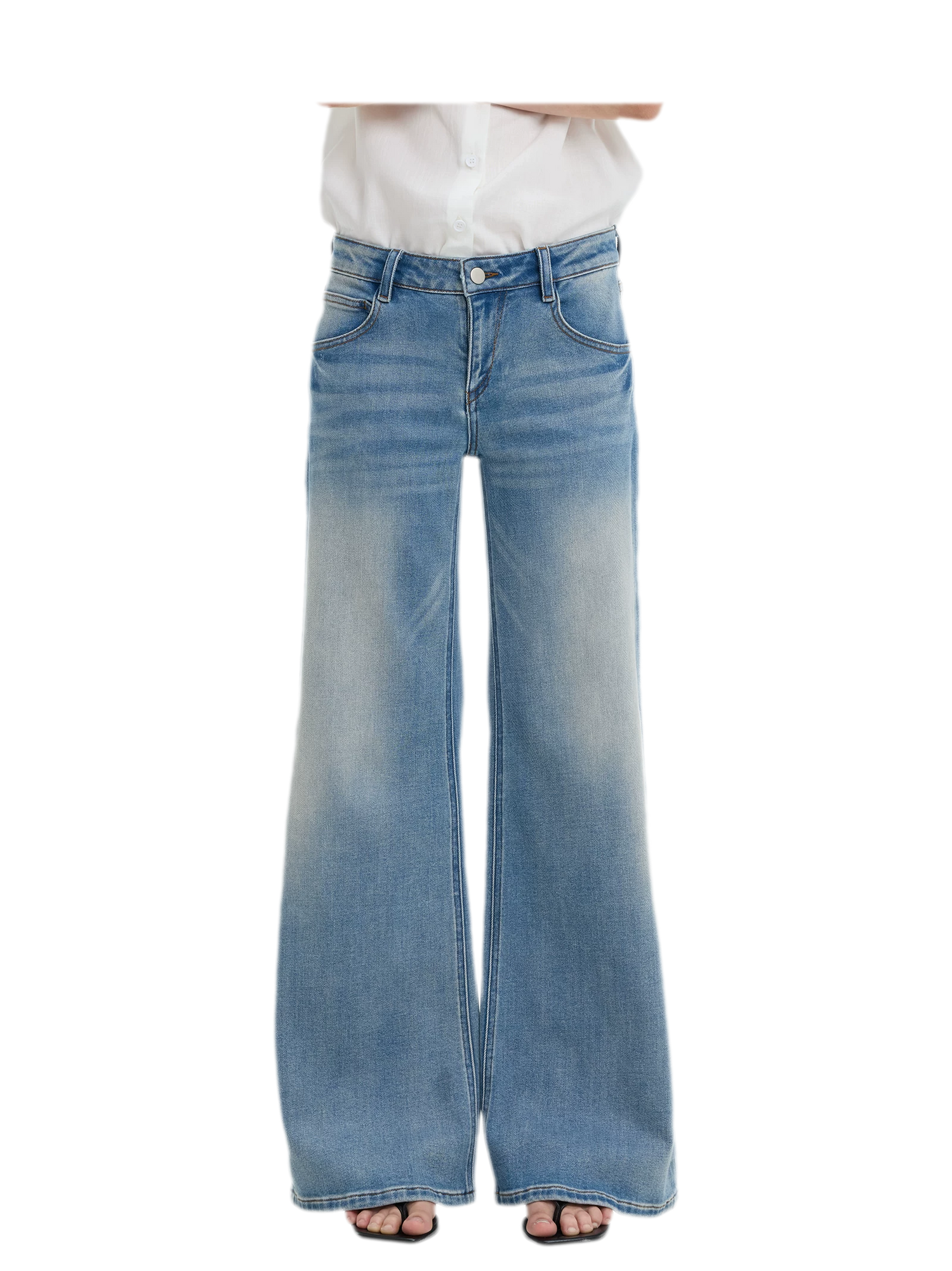 Washed Low-Rise Wide-Leg Jeans