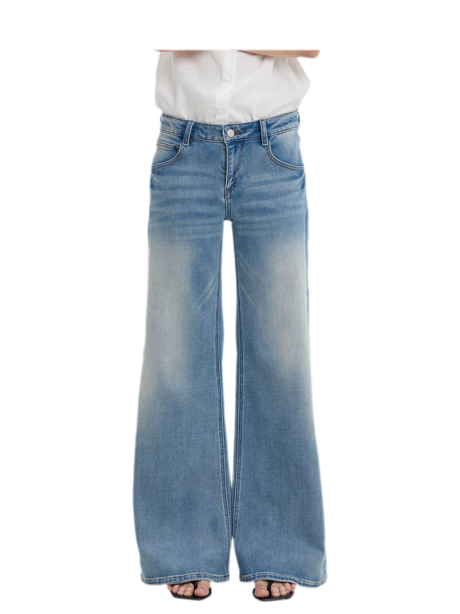 Washed Low-Rise Wide-Leg Jeans