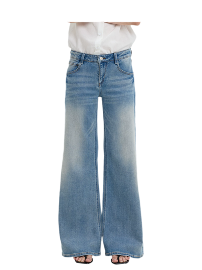 Washed Low-Rise Wide-Leg Jeans