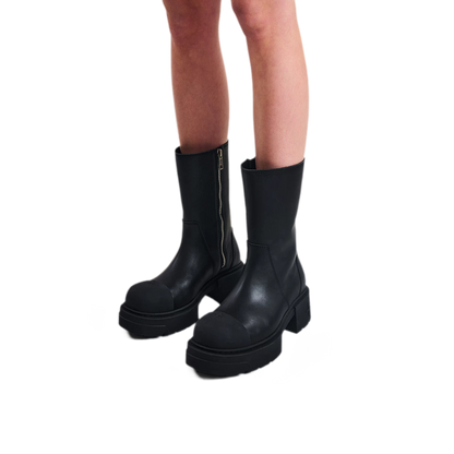 Mid-Calf Leather Boots