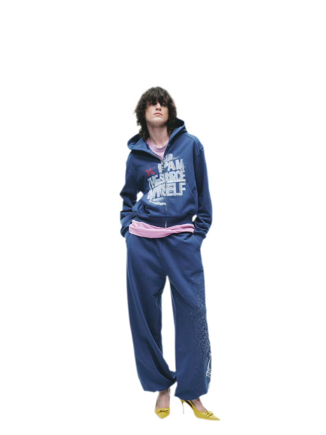 Graphic Cropped Hoodie Pants Set