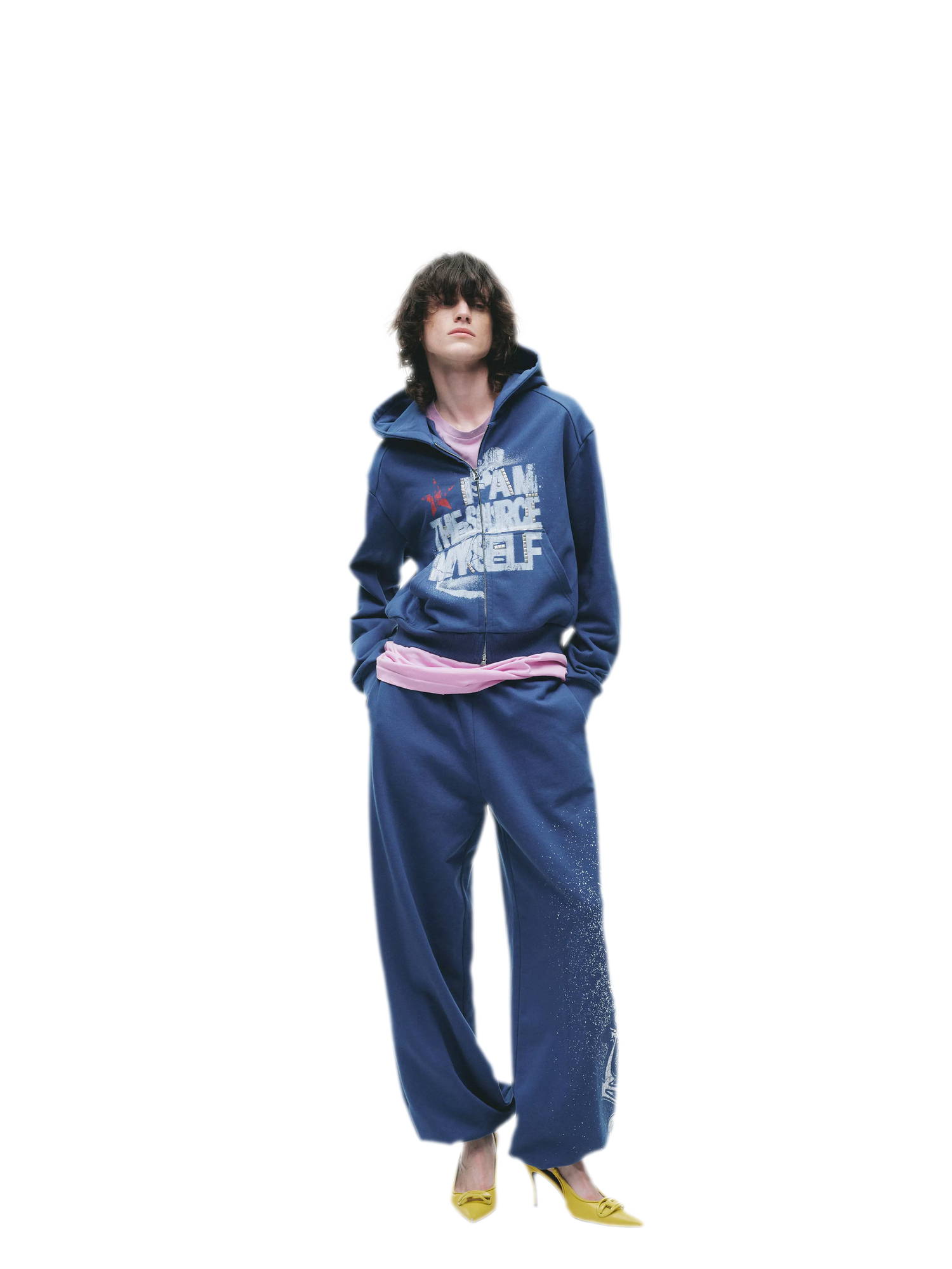 Graphic Cropped Hoodie Pants Set