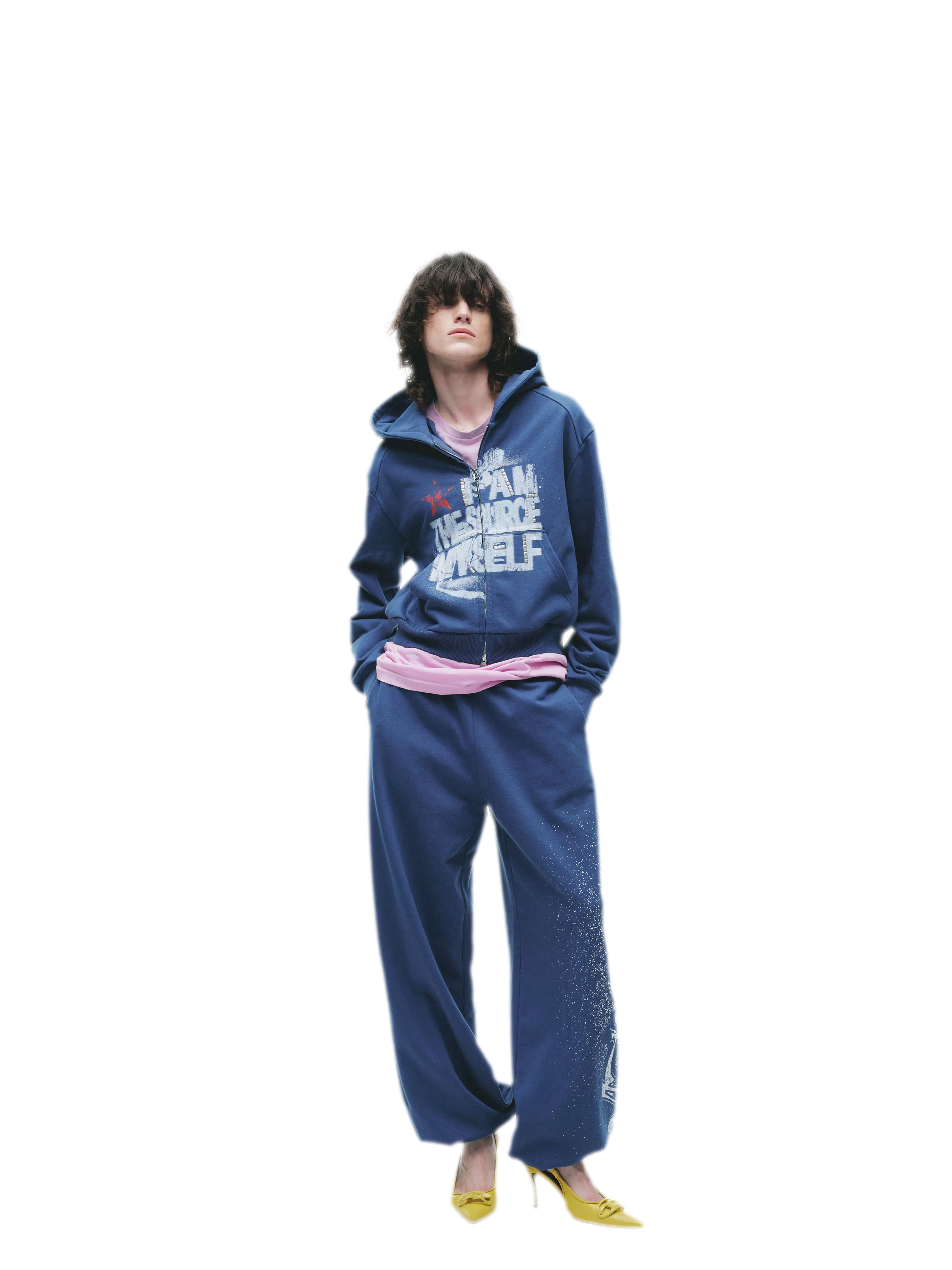 Graphic Cropped Hoodie Pants Set