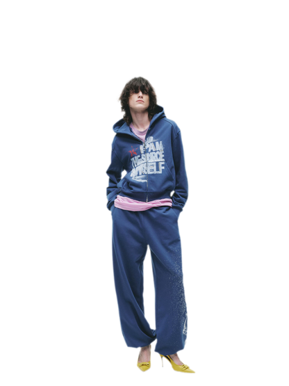 Graphic Cropped Hoodie Pants Set