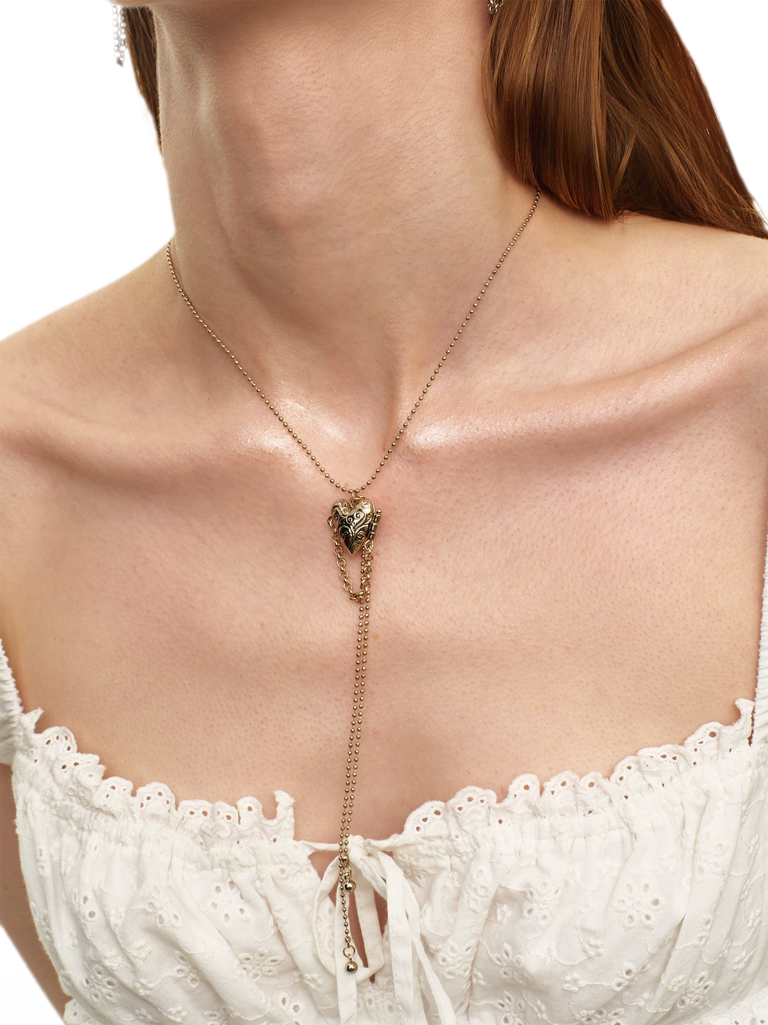 Y-Shaped Heart Tassel Necklace