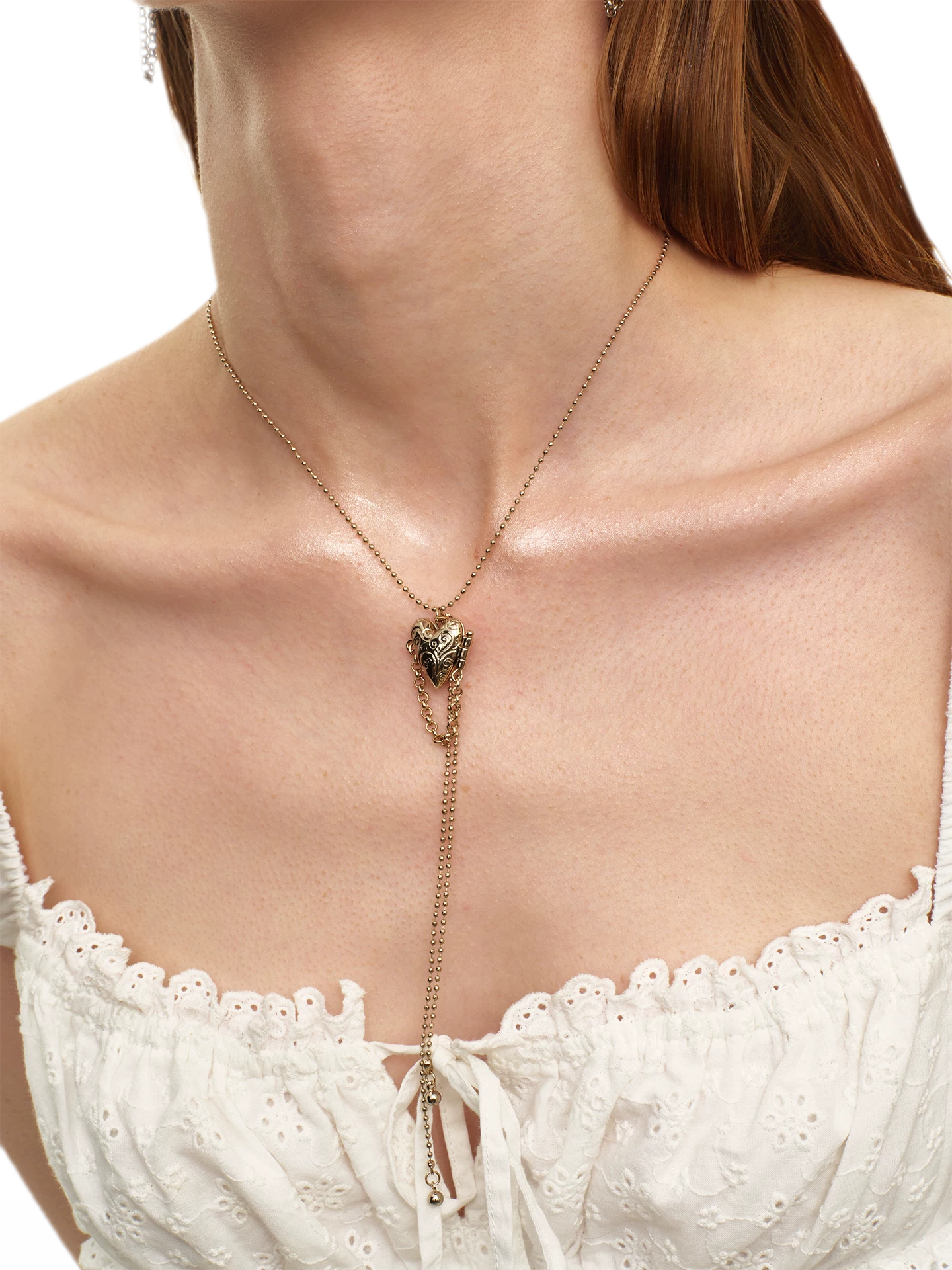 Y-Shaped Heart Tassel Necklace