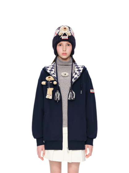 Áo hoodie oversized khóa kéo lót nỉ