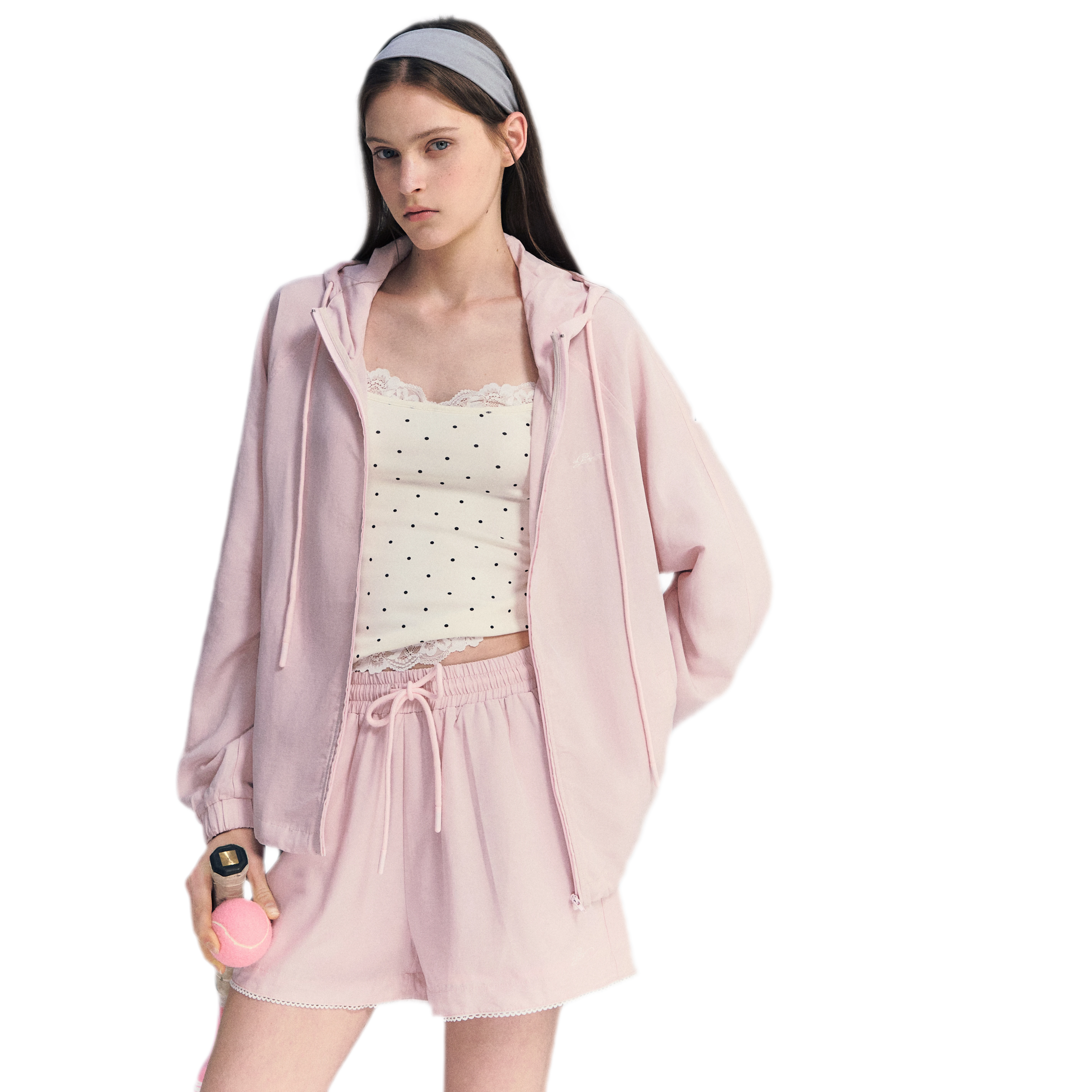 Lace Trim Drawstring Set