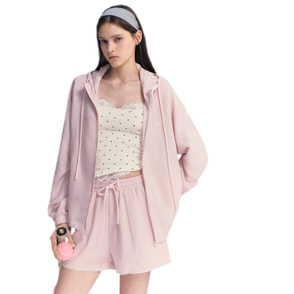 Lace Trim Drawstring Set