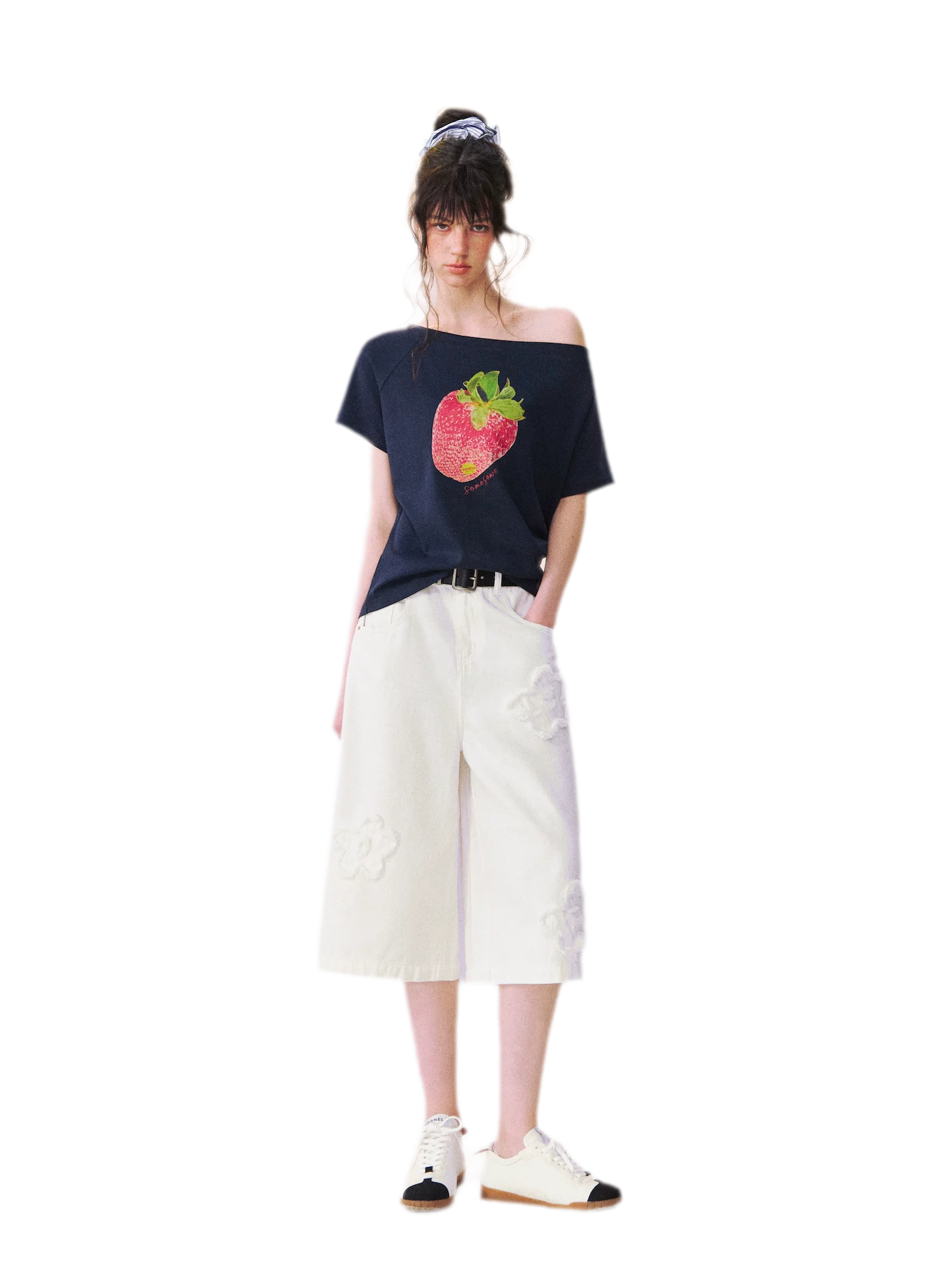 Frayed Floral Wide Culottes