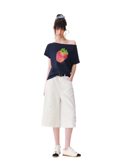 Frayed Floral Wide Culottes