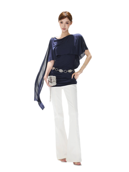 Cape One-Shoulder Dress