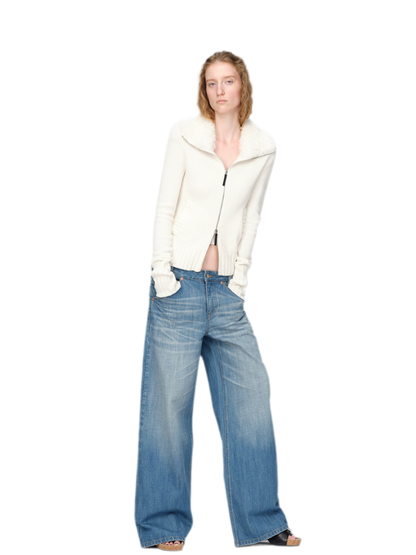 Wool Ribbed Fitted Cardigan