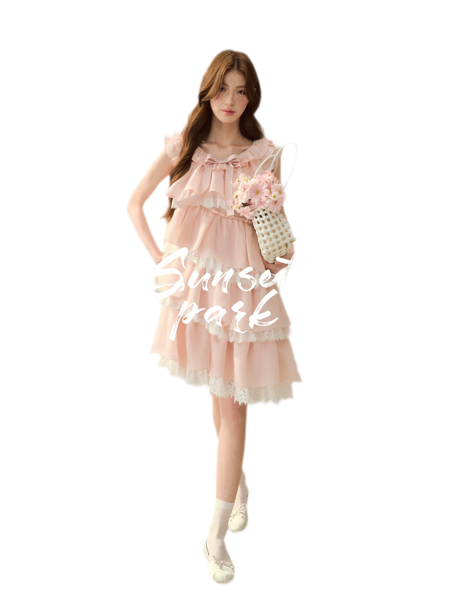 Ruffle Bow Lace Dress