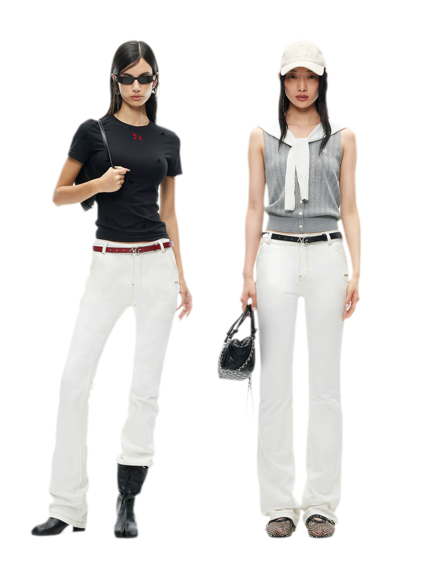 White Denim Jeans - Slim Fit Straight Leg